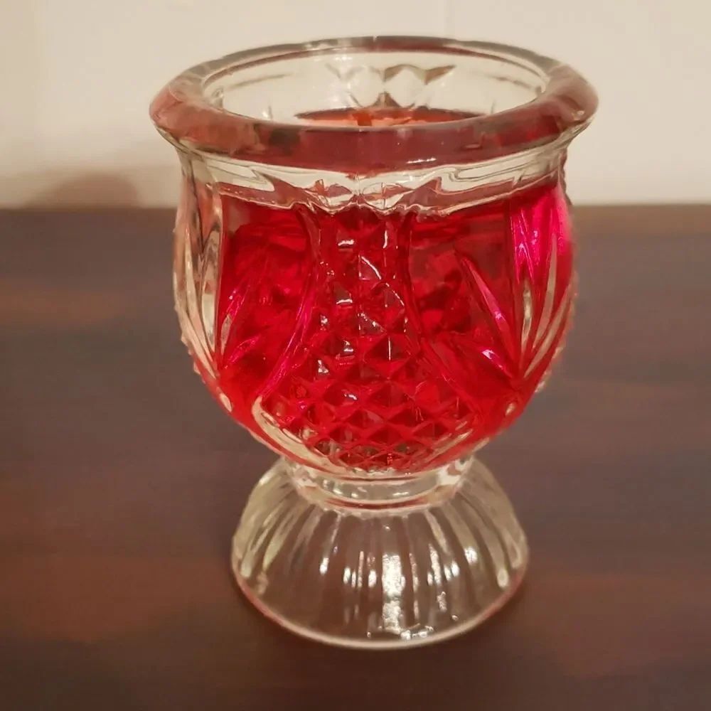 Vintage Avon Bayberry Candle in Cut Glass Holder